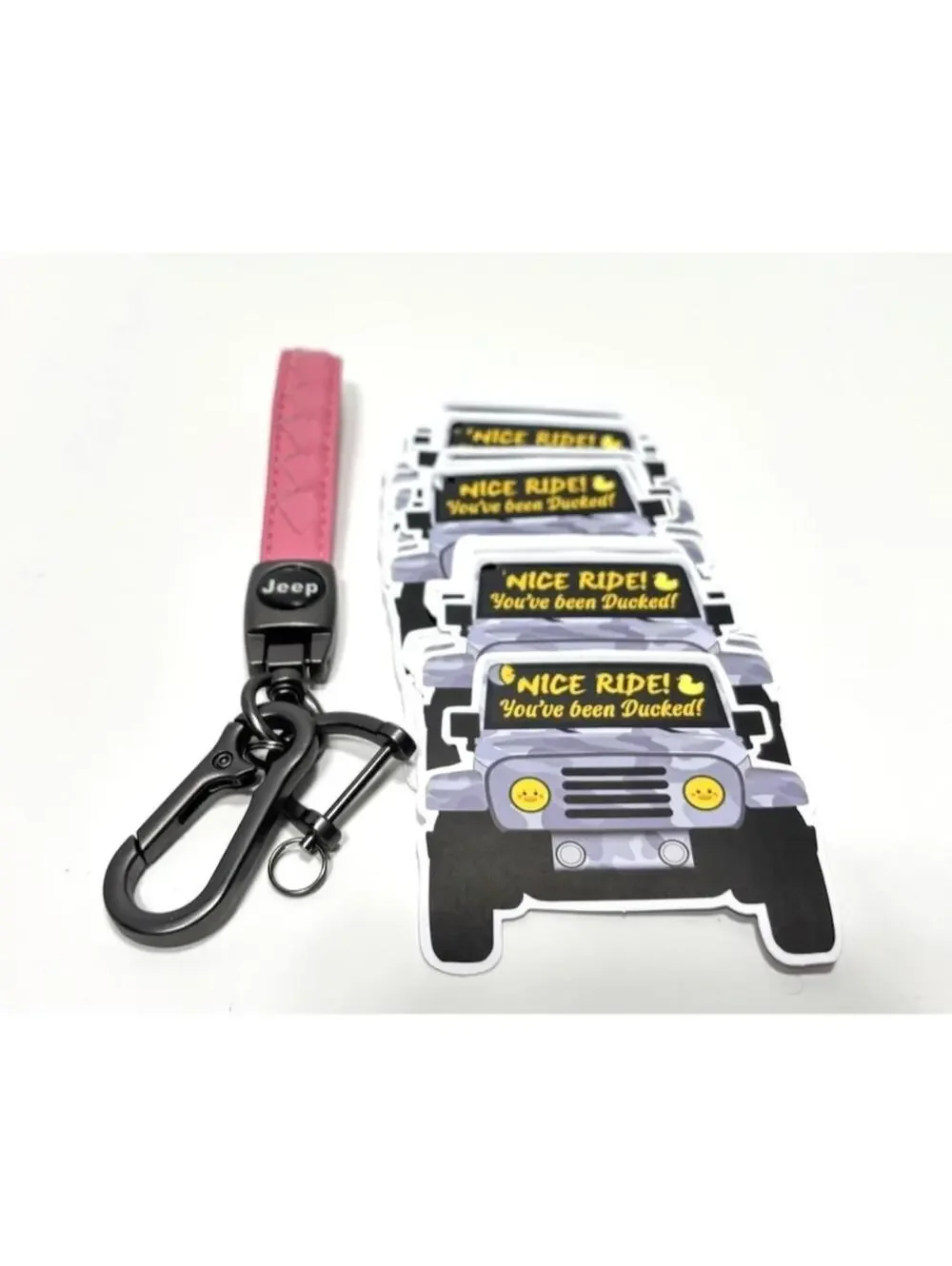 You’ve Been Ducked 25-Piece Card Game Set with Pink Off-Road Duck Keychain Tag